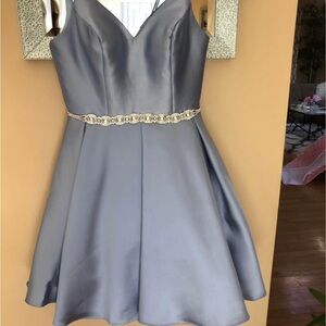 Alyce Paris Metallic Gray Mini Dress